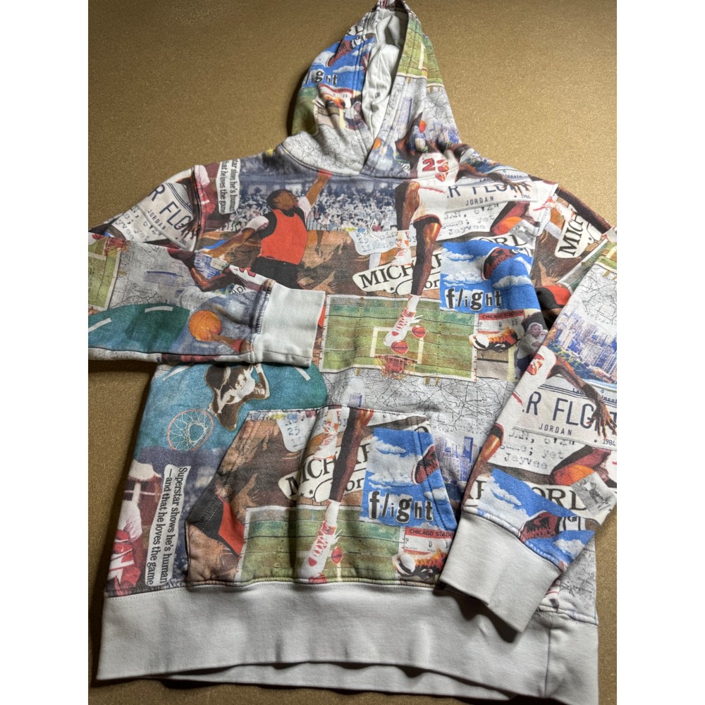 Jordan Kids All Over Print Flight Collage Hoodie Sweatshirt Multi Color Large - Picture 1 of 8